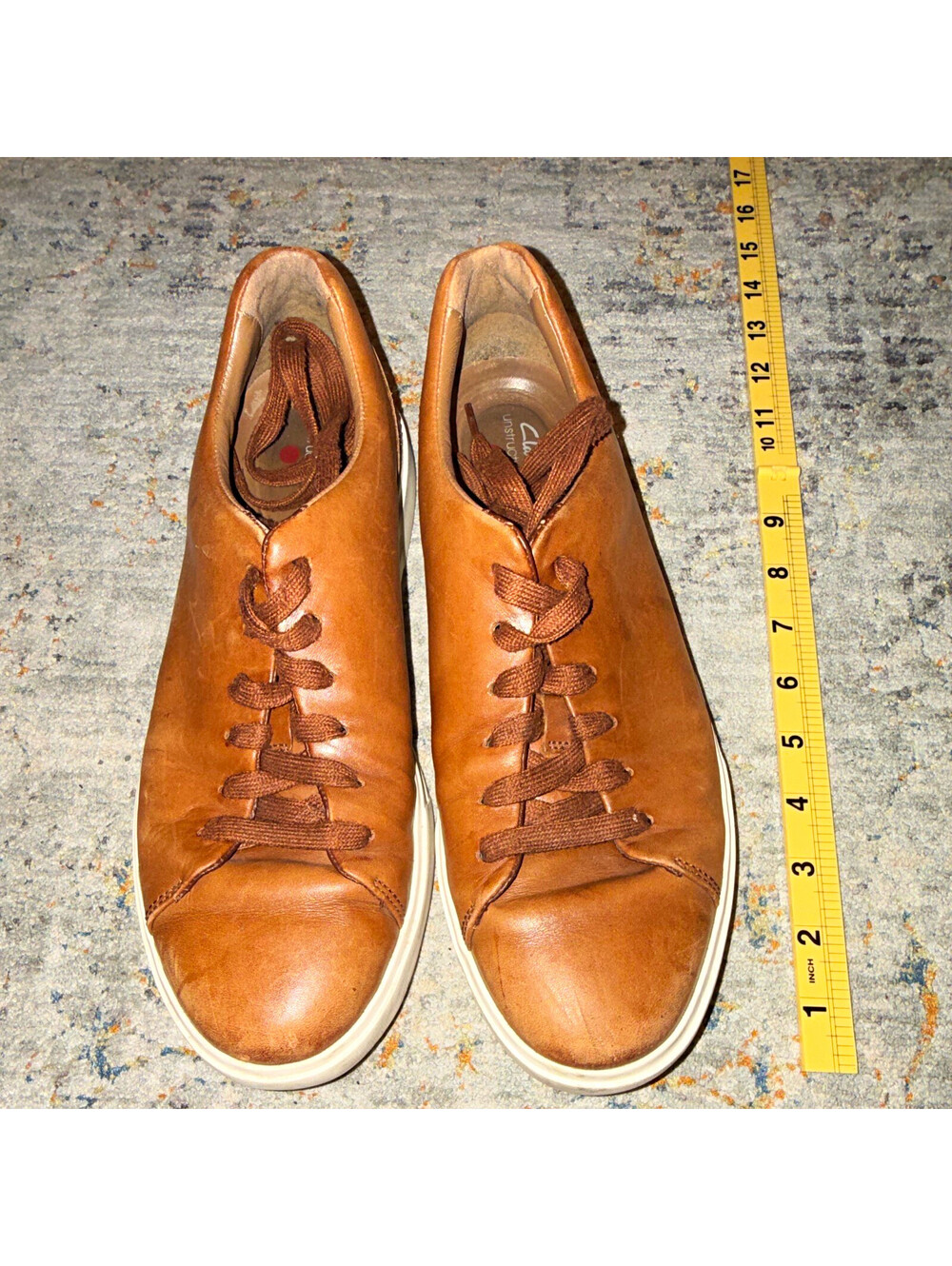 Clarks Brown Leather Lace-Up Sneakers Men's US 9.5 EU 42.5 Comfort